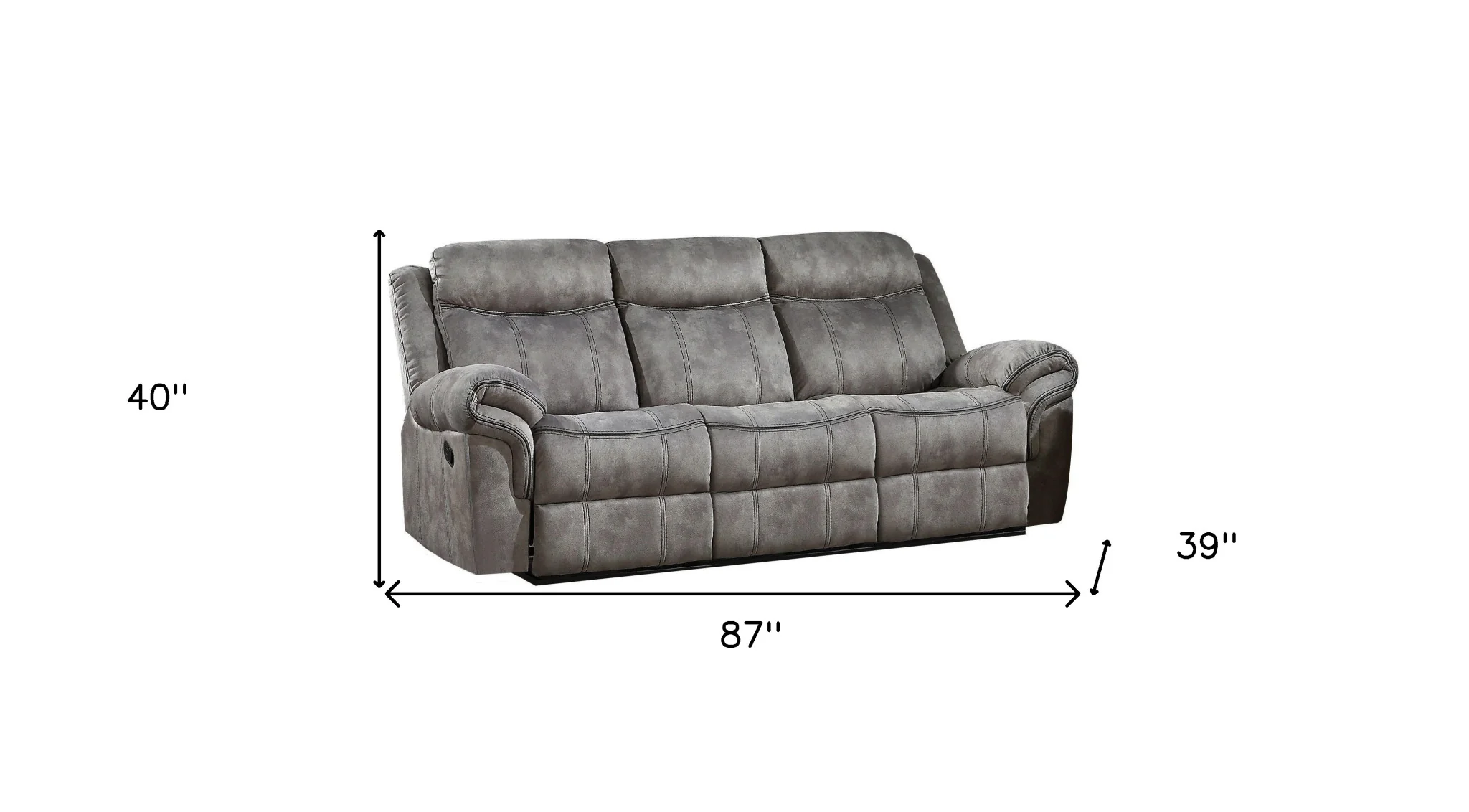 87" Gray Velvet And Black Usb Sofa By Homeroots - Image 5