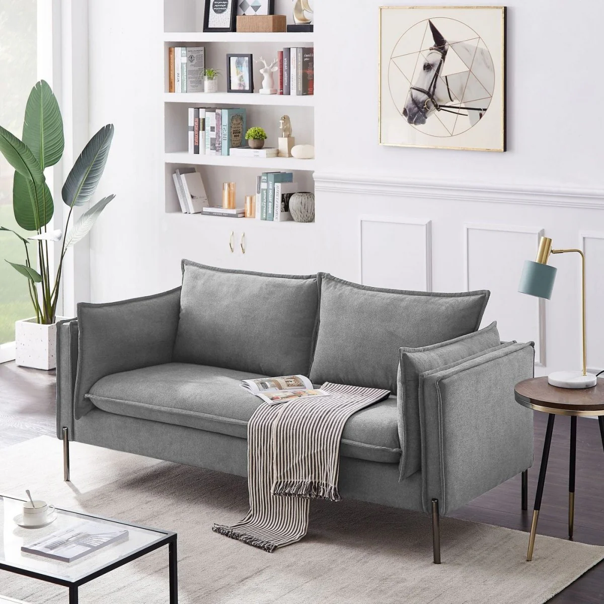 87" Grey Three Person Standard Metal Legs Sofa By Homeroots - Image 2
