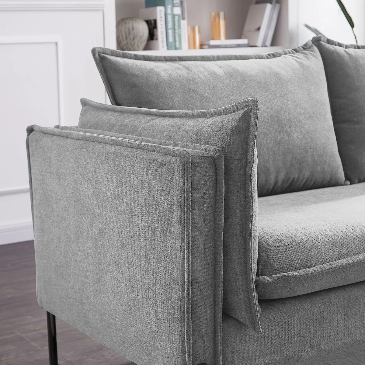 87" Grey Three Person Standard Metal Legs Sofa By Homeroots - Image 4