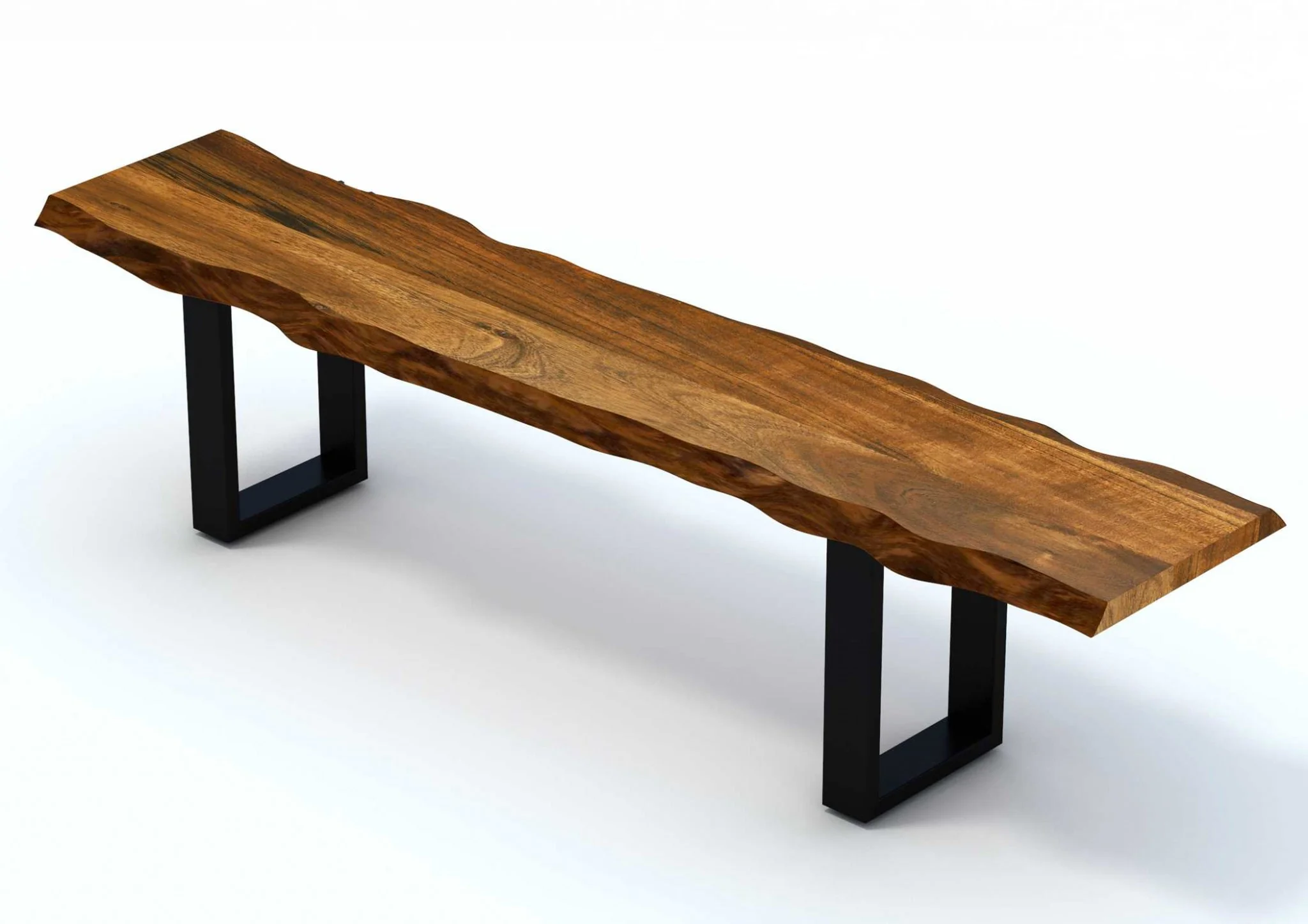 87" Live Edge Acacia Wood Bench With Black Metal Legs By Homeroots - Image 3