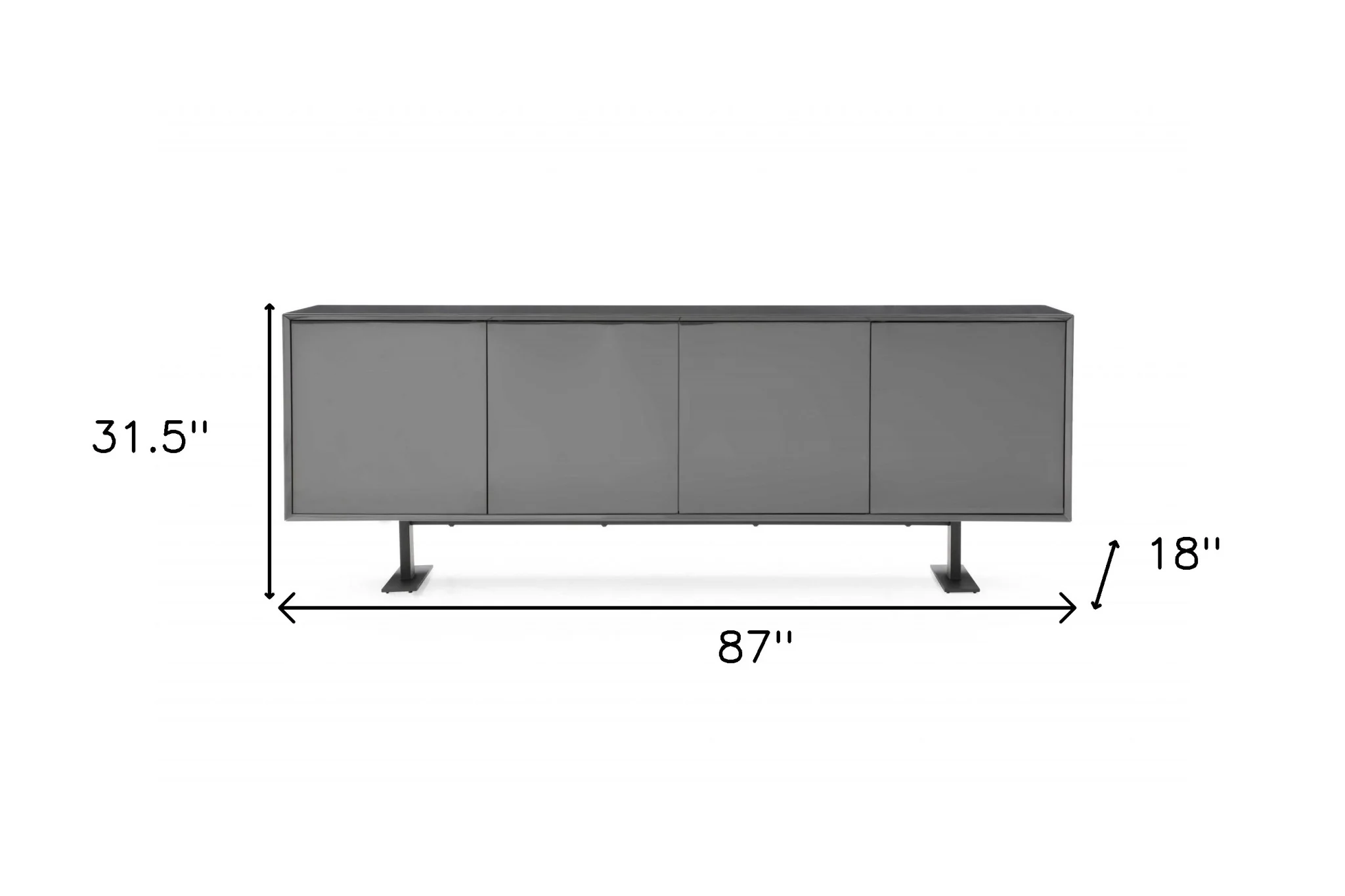 87 X 18 X 31.5 Gray Metal Buffet By Homeroots - Image 7