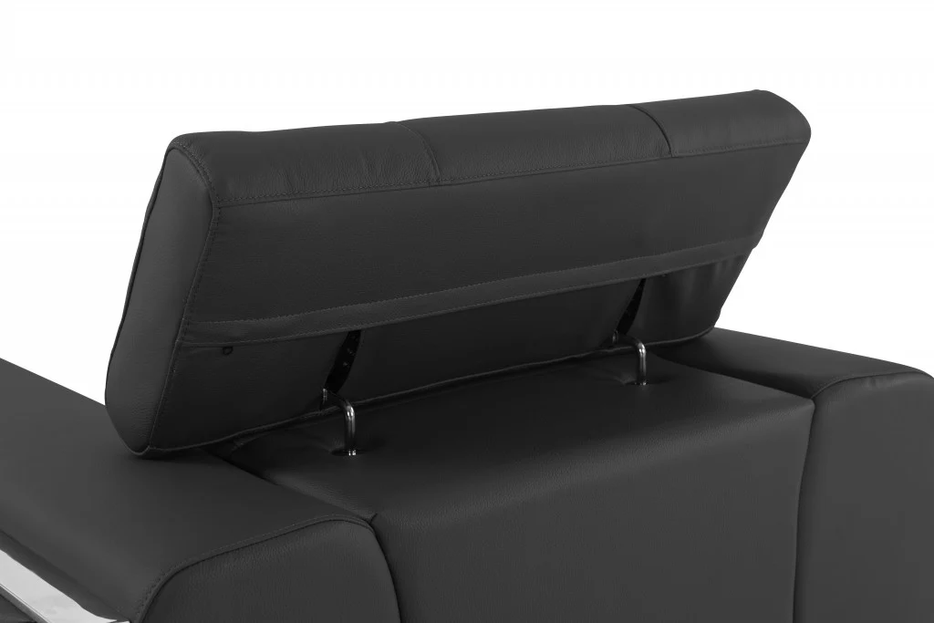 89" Black and Chrome Genuine Leather Standard Sofa By Homeroots - Image 15
