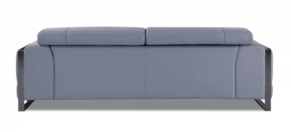 89" Black and Chrome Genuine Leather Standard Sofa By Homeroots - Image 18