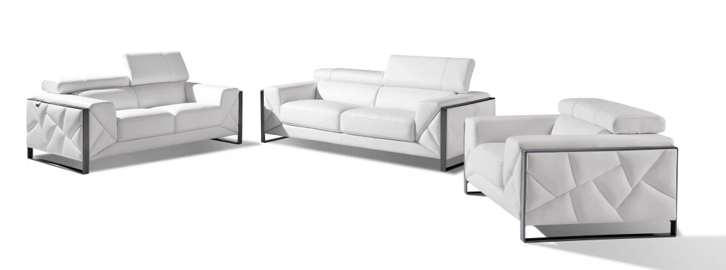89" Black and Chrome Genuine Leather Standard Sofa By Homeroots - Image 21