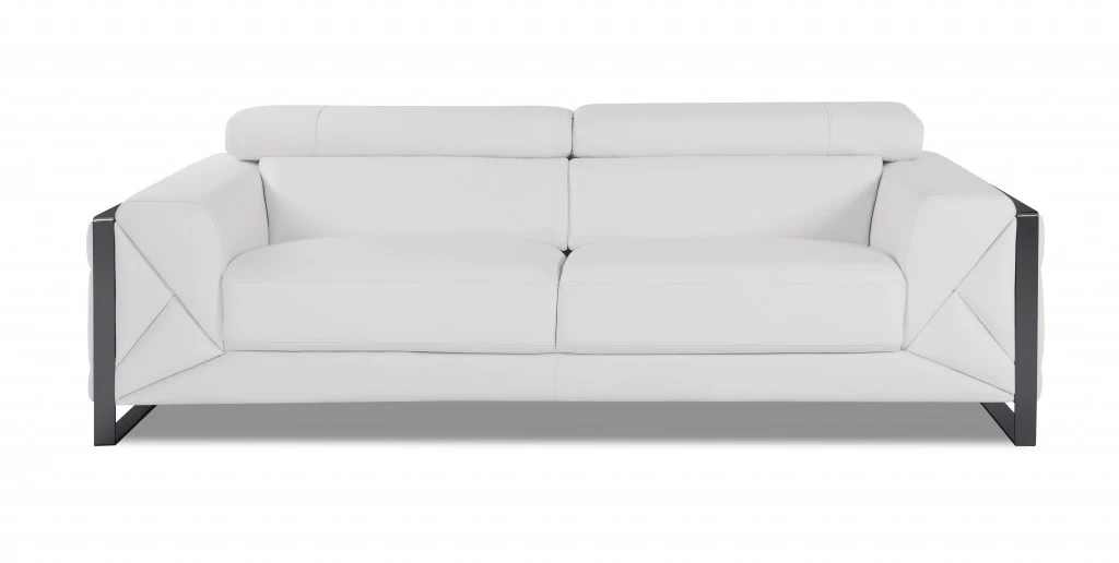 89" Black and Chrome Genuine Leather Standard Sofa By Homeroots - Image 24