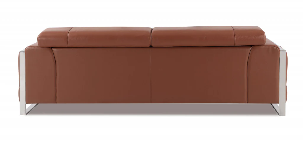 89" Black and Chrome Genuine Leather Standard Sofa By Homeroots - Image 8