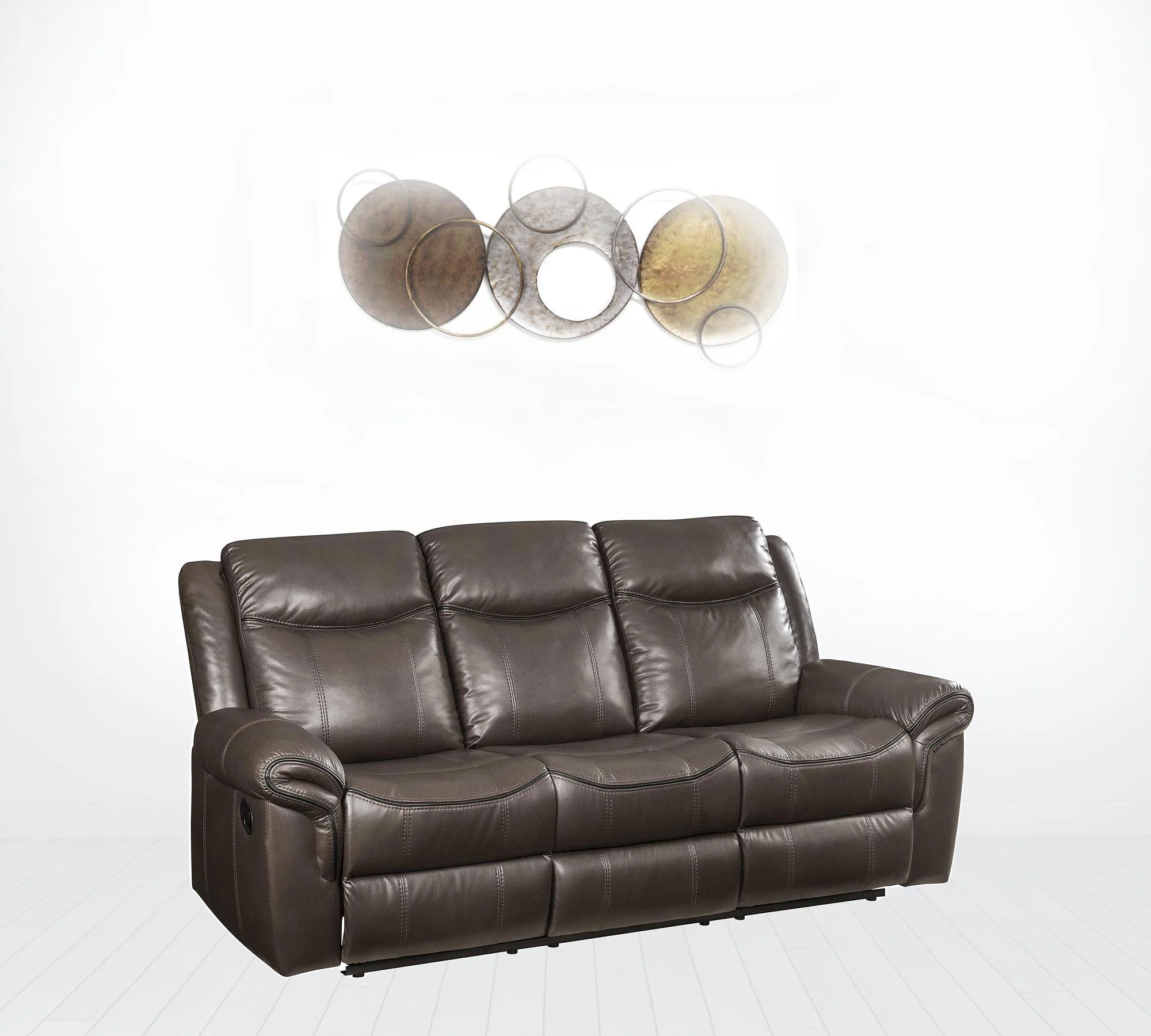 89" Brown Leatheraire And Black Usb Sofa By Homeroots - Image 2