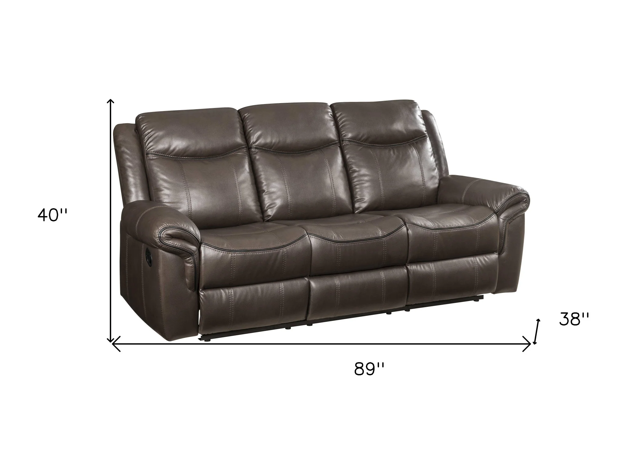 89" Brown Leatheraire And Black Usb Sofa By Homeroots - Image 5