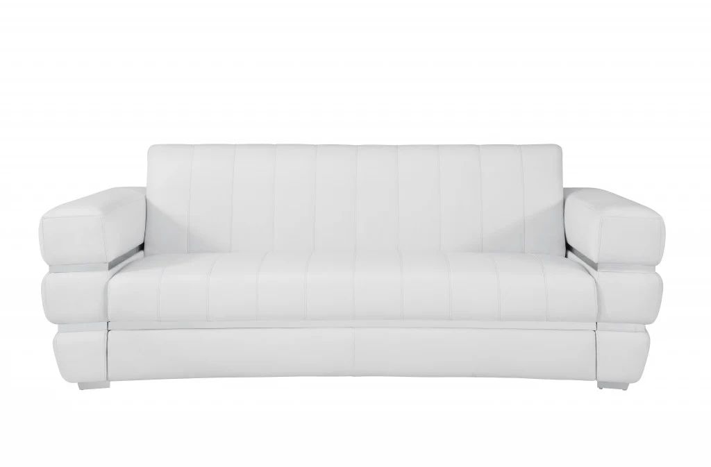 89" Camel Brown Chrome Accents Genuine Leather Standard Sofa By Homeroots - Image 11