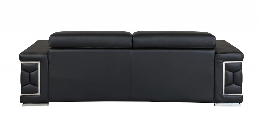 89" Sturdy Black Leather Sofa By Homeroots - Image 4