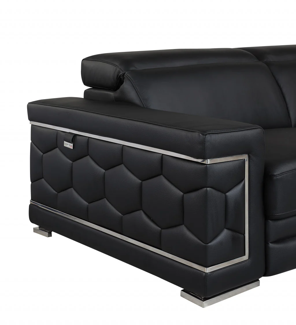 89" Sturdy Black Leather Sofa By Homeroots - Image 6