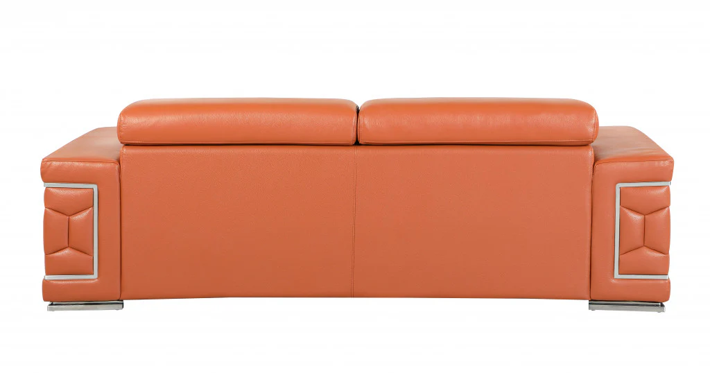 89" Sturdy Camel Leather Sofa By Homeroots- Only Main sofa - Image 3