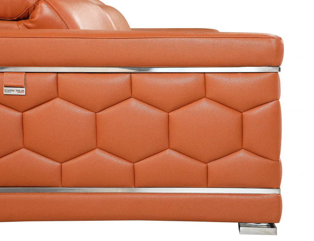 89" Sturdy Camel Leather Sofa By Homeroots- Only Main sofa - Image 6