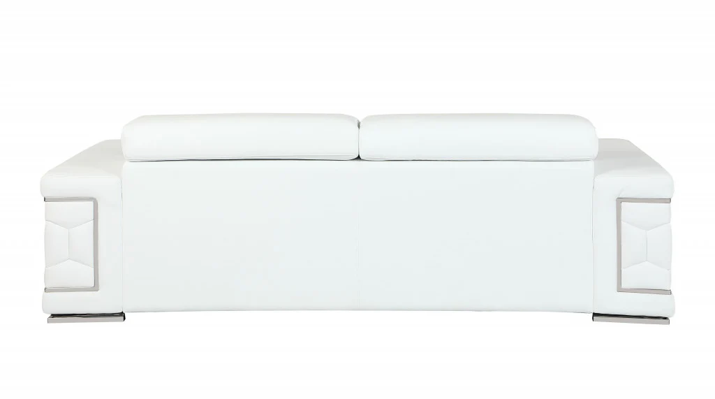 89" Sturdy White Leather Sofa By Homeroots - Image 4