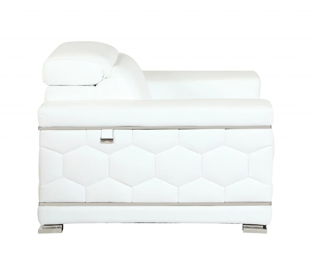 89" Sturdy White Leather Sofa By Homeroots - Image 6