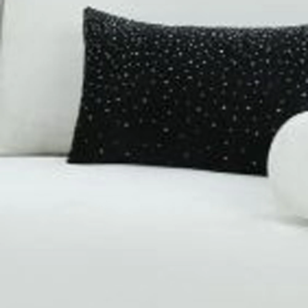 89" White Faux Cowhide and Silver Sofa By Homeroots - Image 3
