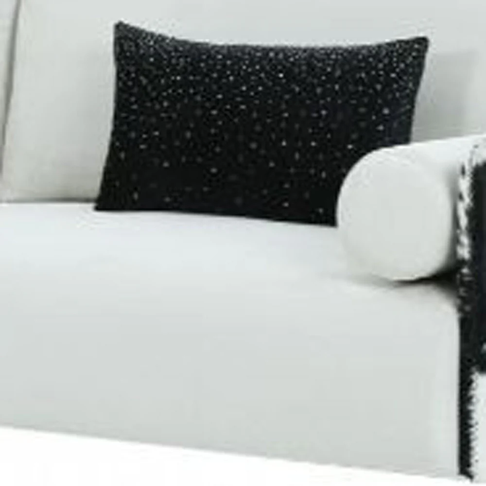 89" White Faux Cowhide and Silver Sofa By Homeroots - Image 4