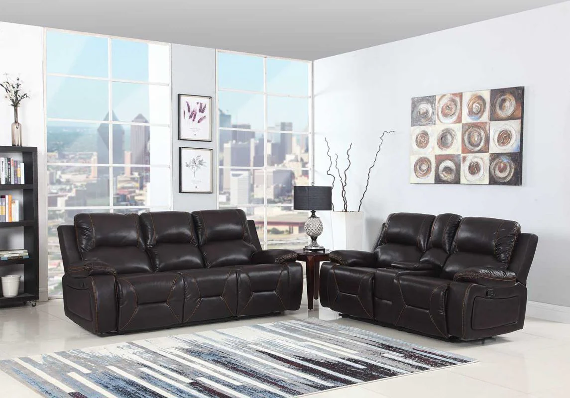 89" X 40" X 40" Modern Brown Leather Sofa And Loveseat By Homeroots - Image 2