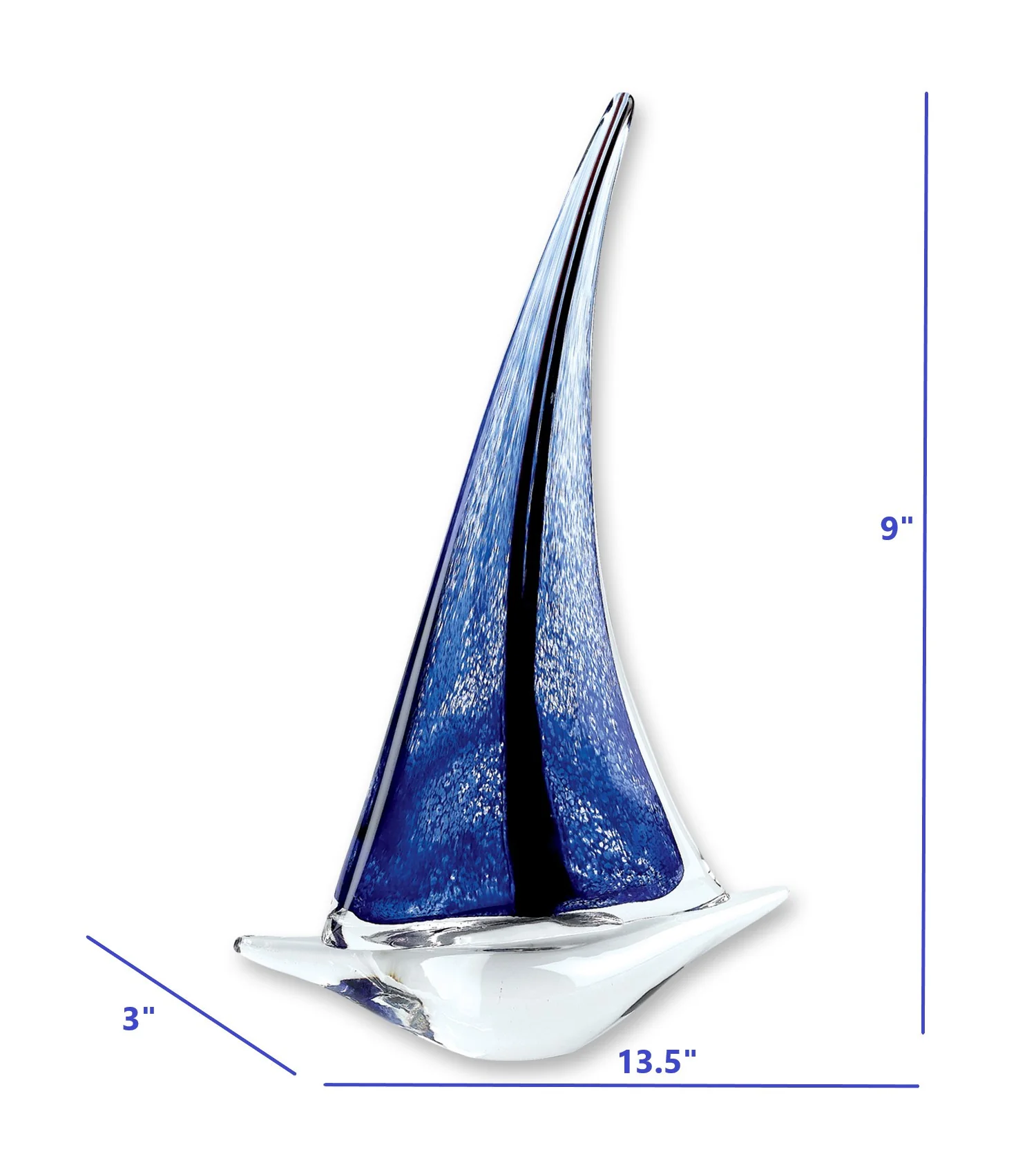 9 Blue Art Glass Sailboat By Homeroots - Image 4