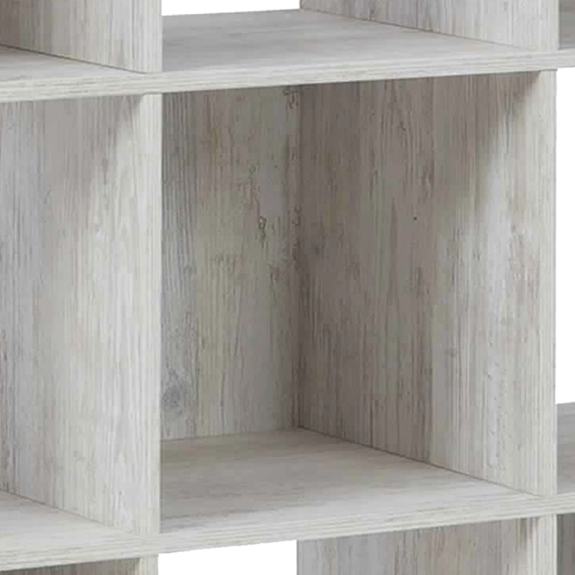 9 Cube Wooden Organizer With Grain Details Washed White By Benzara - Image 3