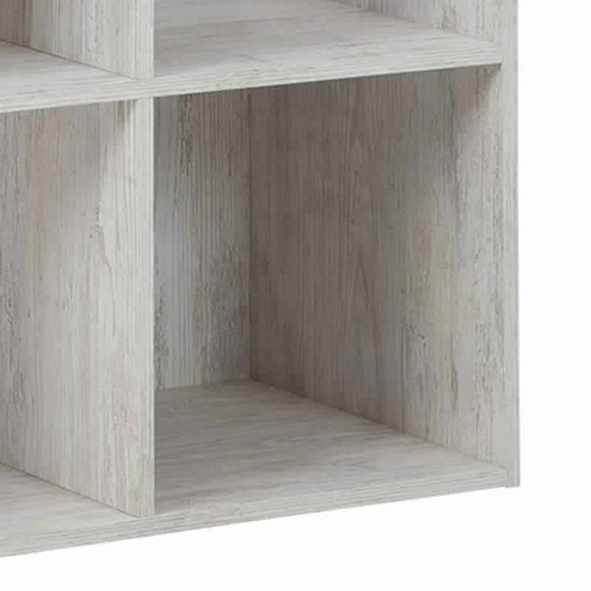 9 Cube Wooden Organizer With Grain Details Washed White By Benzara - Image 4