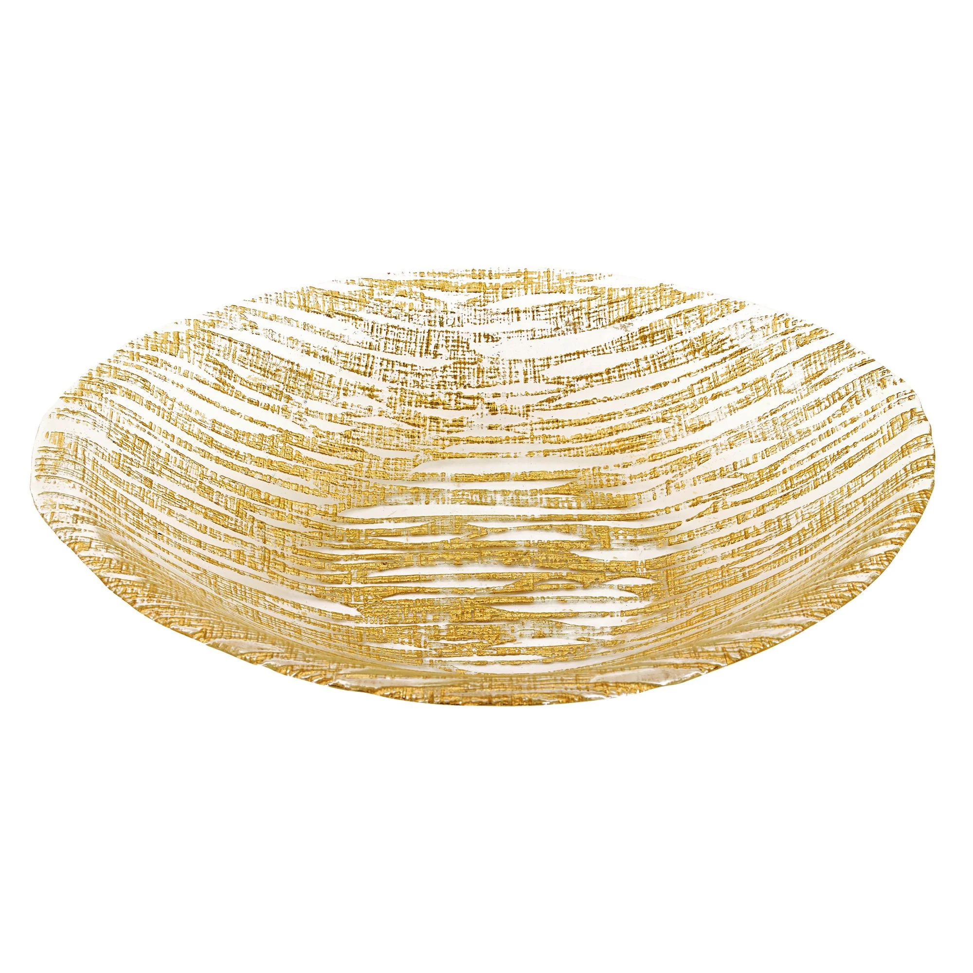 9 Hand Crafted Glass Oval Gold Salad Or Centerpiece Bowl By Homeroots - Image 2