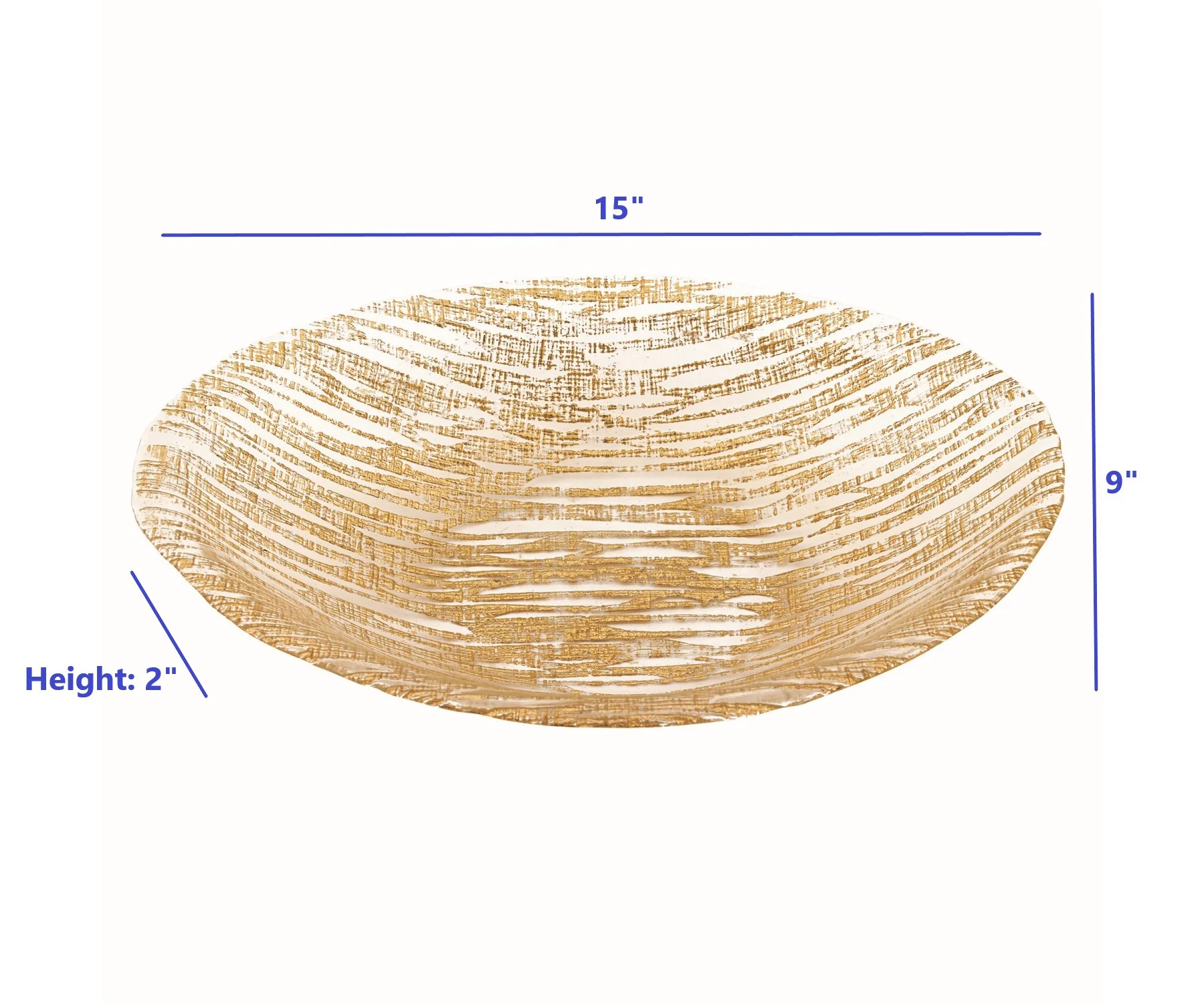 9 Hand Crafted Glass Oval Gold Salad Or Centerpiece Bowl By Homeroots - Image 4