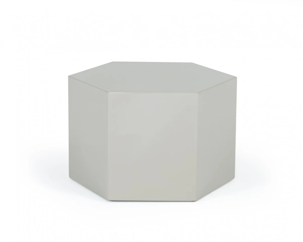 9" Light Gray Hexagon End Table By Homeroots - Image 2