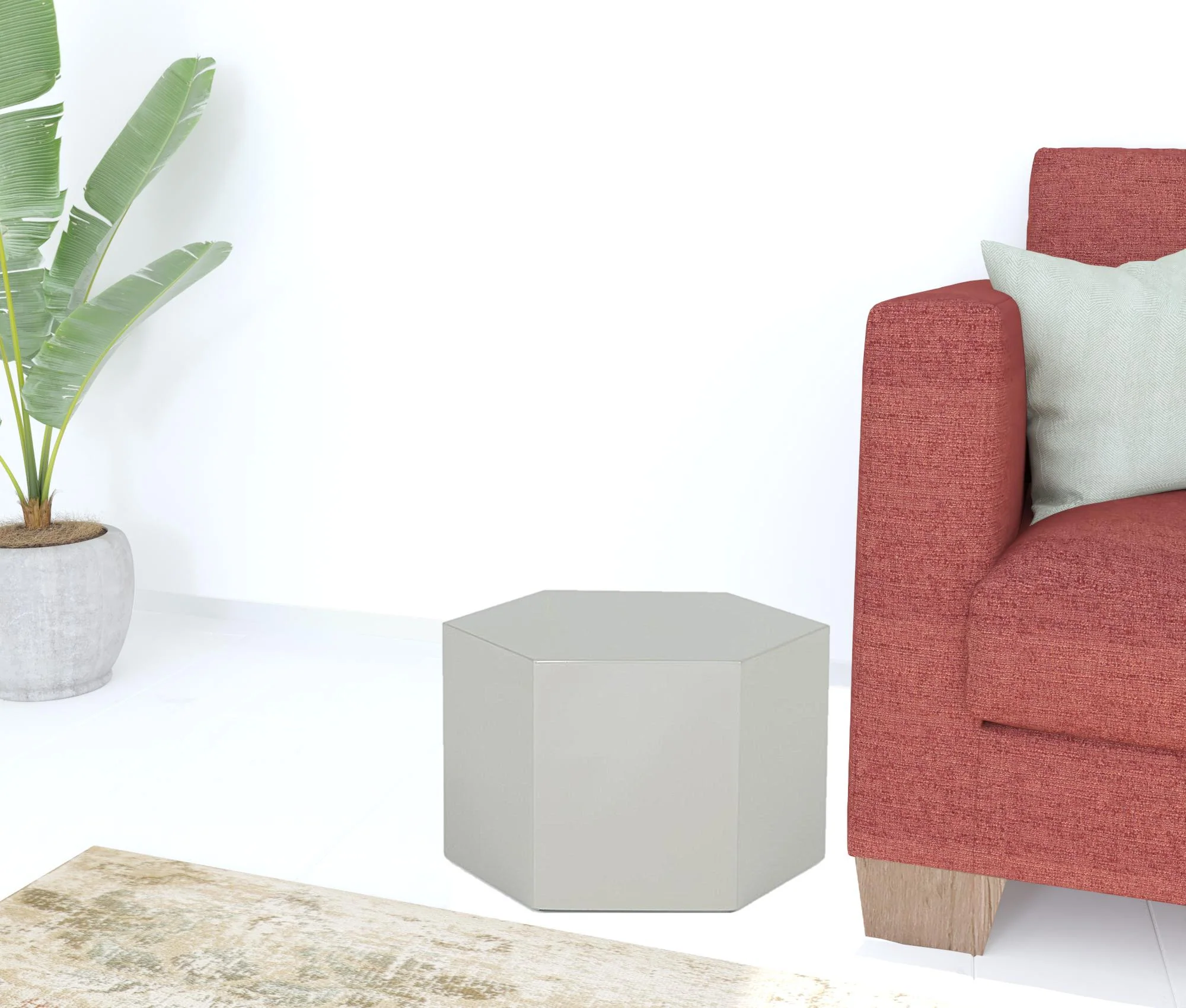 9" Light Gray Hexagon End Table By Homeroots - Image 4