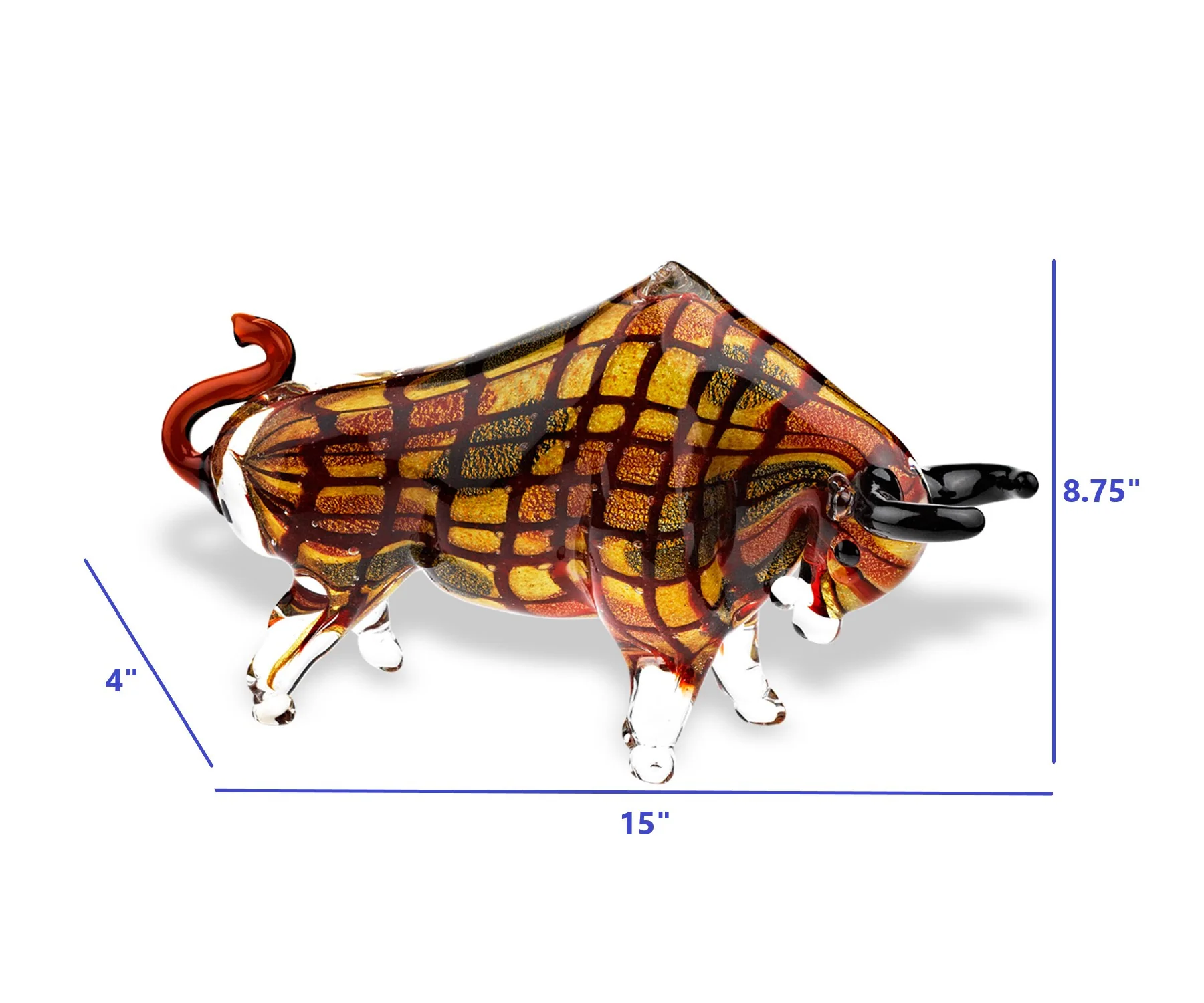9 MultiColor Large Bull Art Glass By Homeroots - Image 4