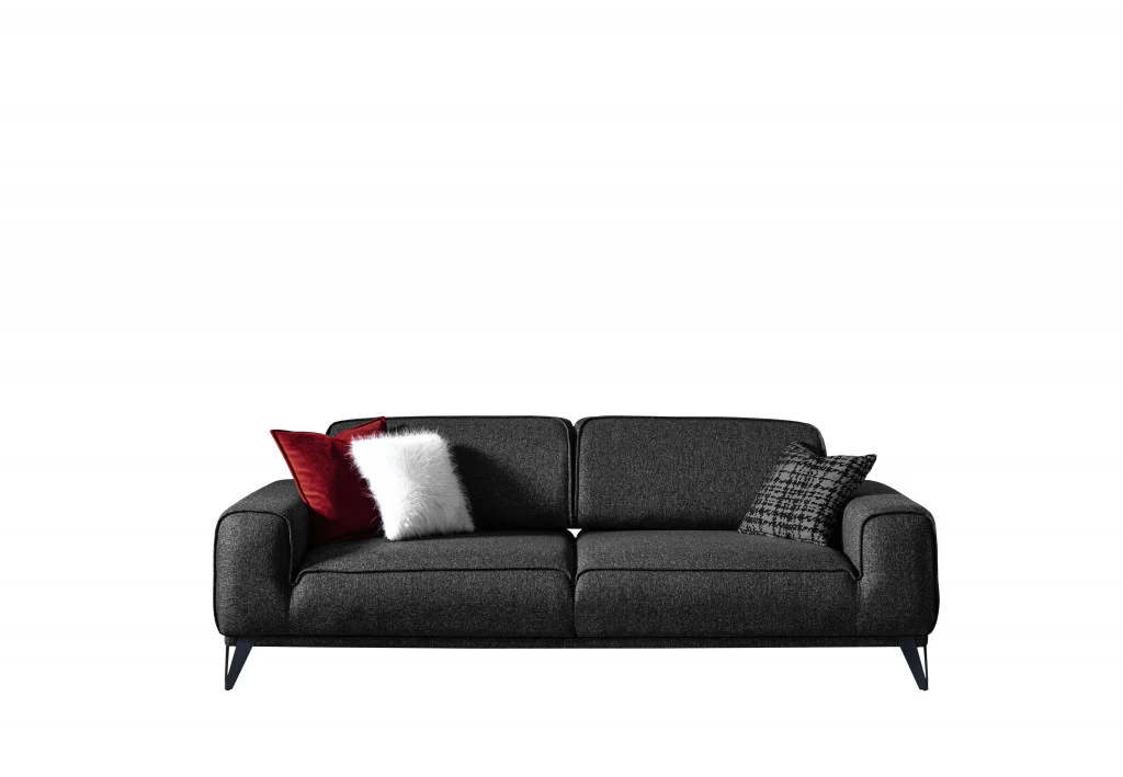 90" Dark Gray Linen Sleeper Sofa By Homeroots - Image 2