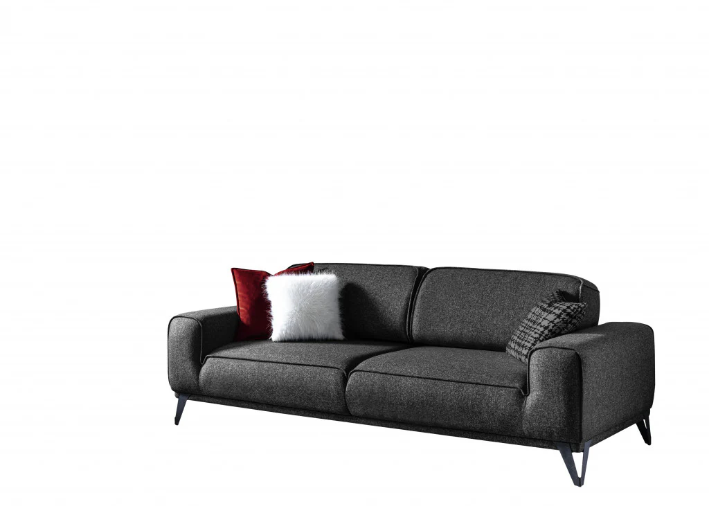 90" Dark Gray Linen Sleeper Sofa By Homeroots - Image 3