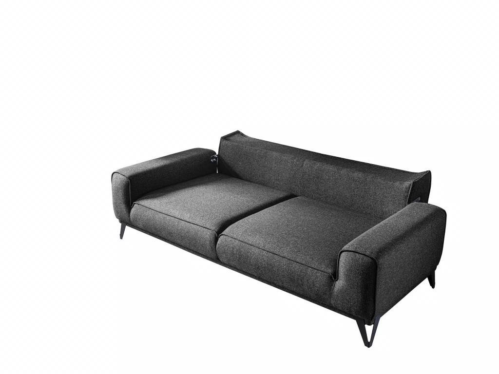 90" Dark Gray Linen Sleeper Sofa By Homeroots - Image 5