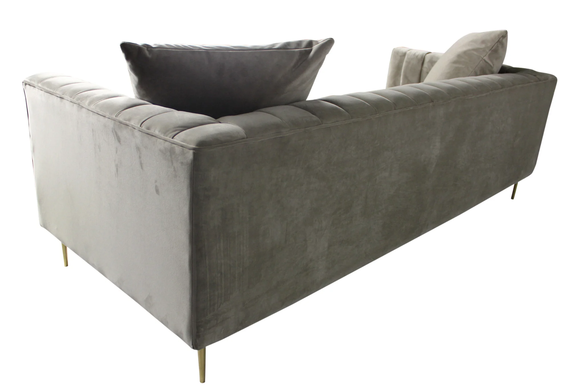 90" Gray Brown Velvet And Gold Sofa And Toss Pillows By Homeroots - Image 4