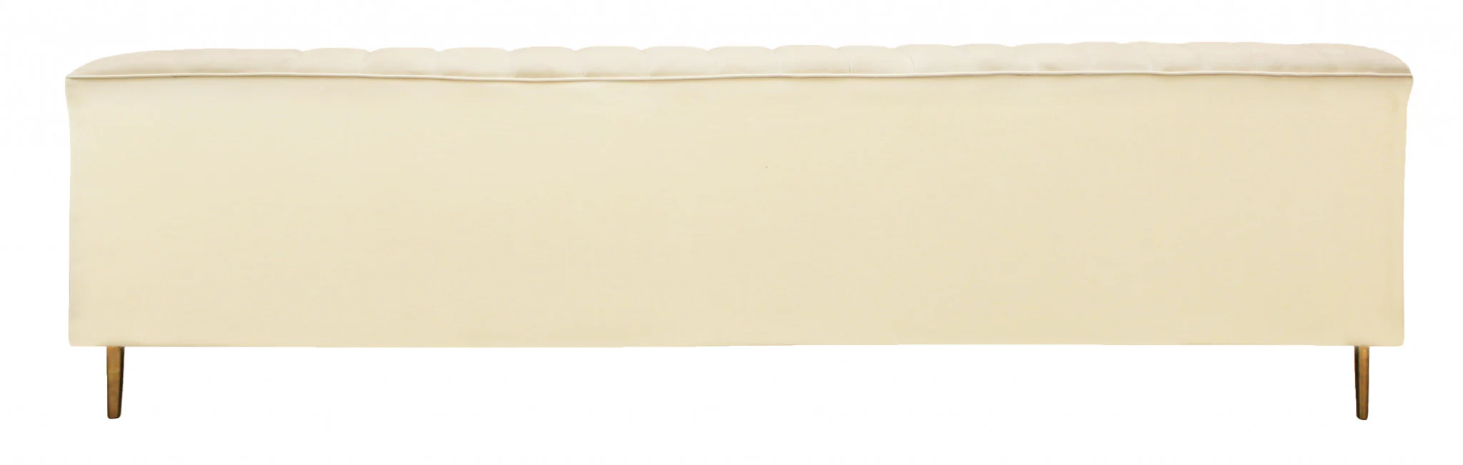90" Ivory Channeled Velvet and Gold Sofa By Homeroots - Image 4
