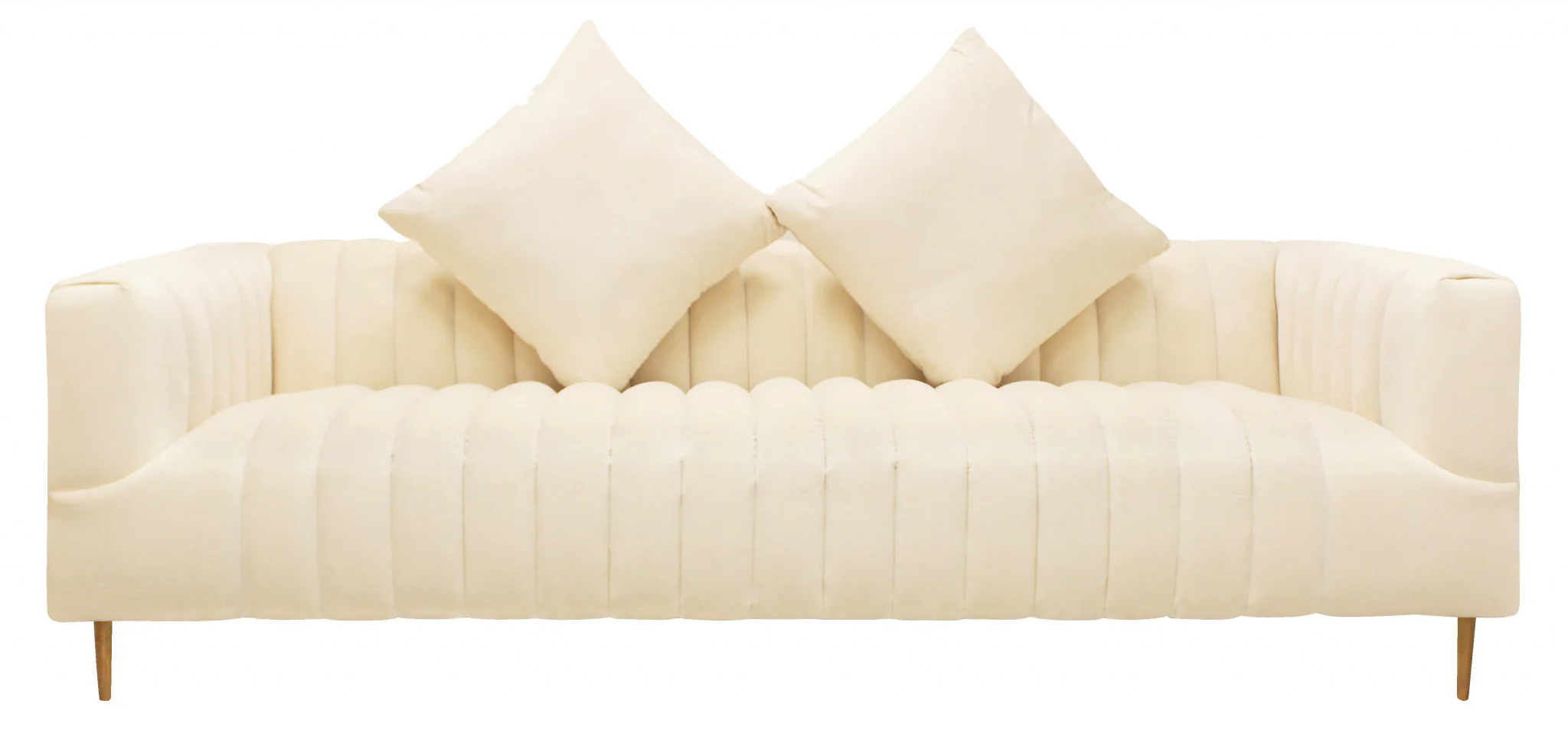 90" Ivory Channeled Velvet and Gold Sofa By Homeroots - Image 7