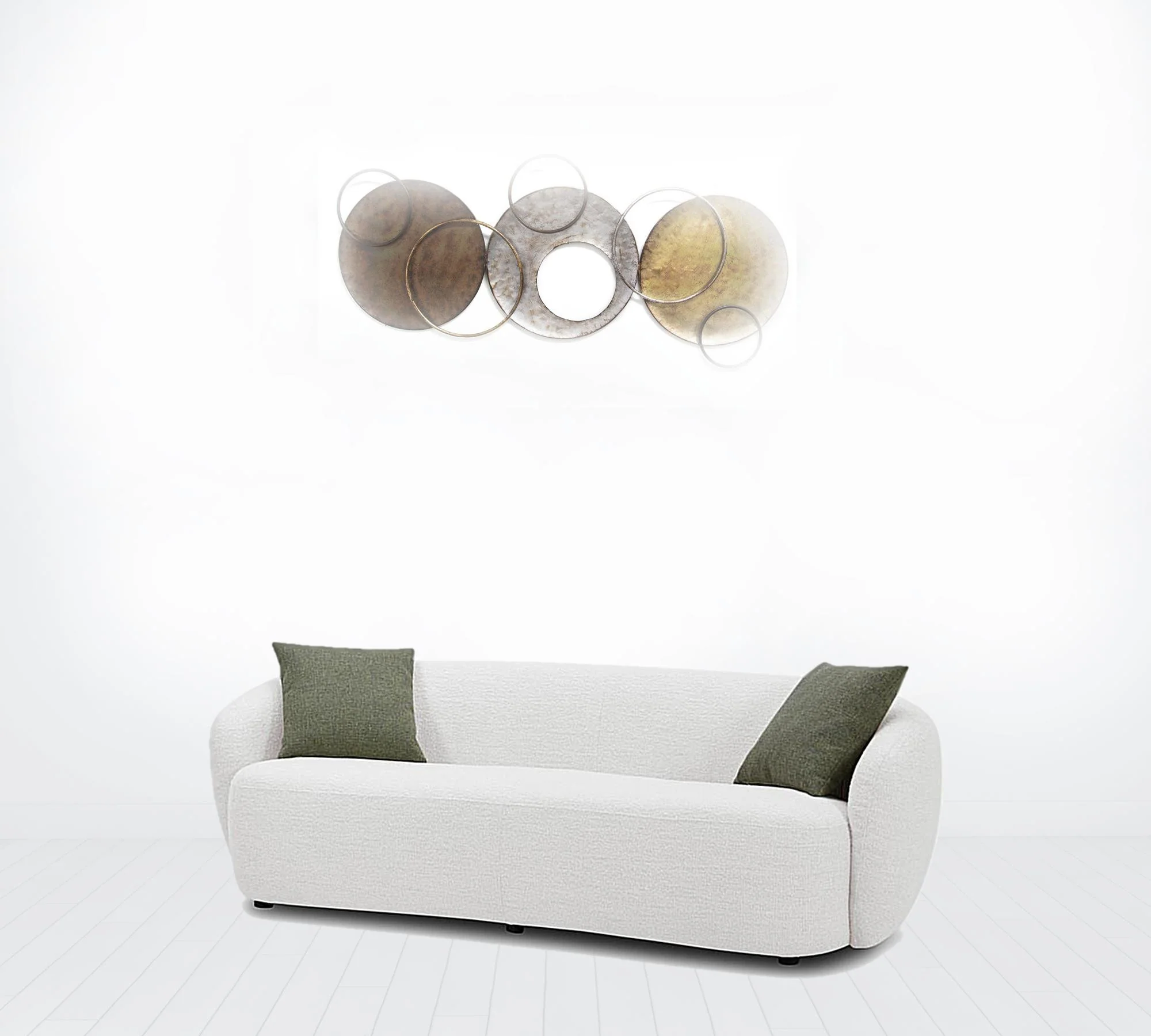 90" Off White Textured Fabric Sofa By Homeroots - Image 2