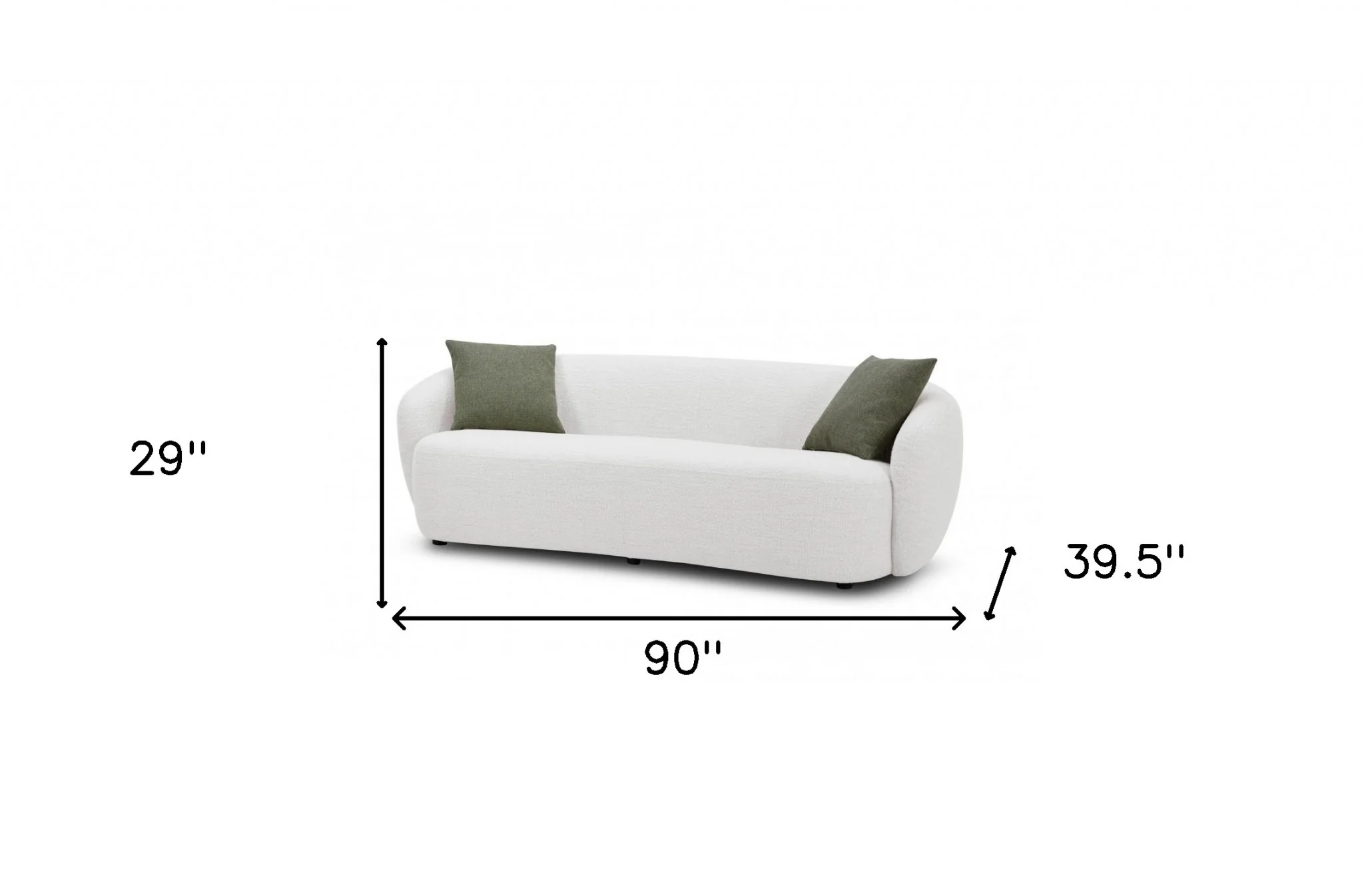 90" Off White Textured Fabric Sofa By Homeroots - Image 5