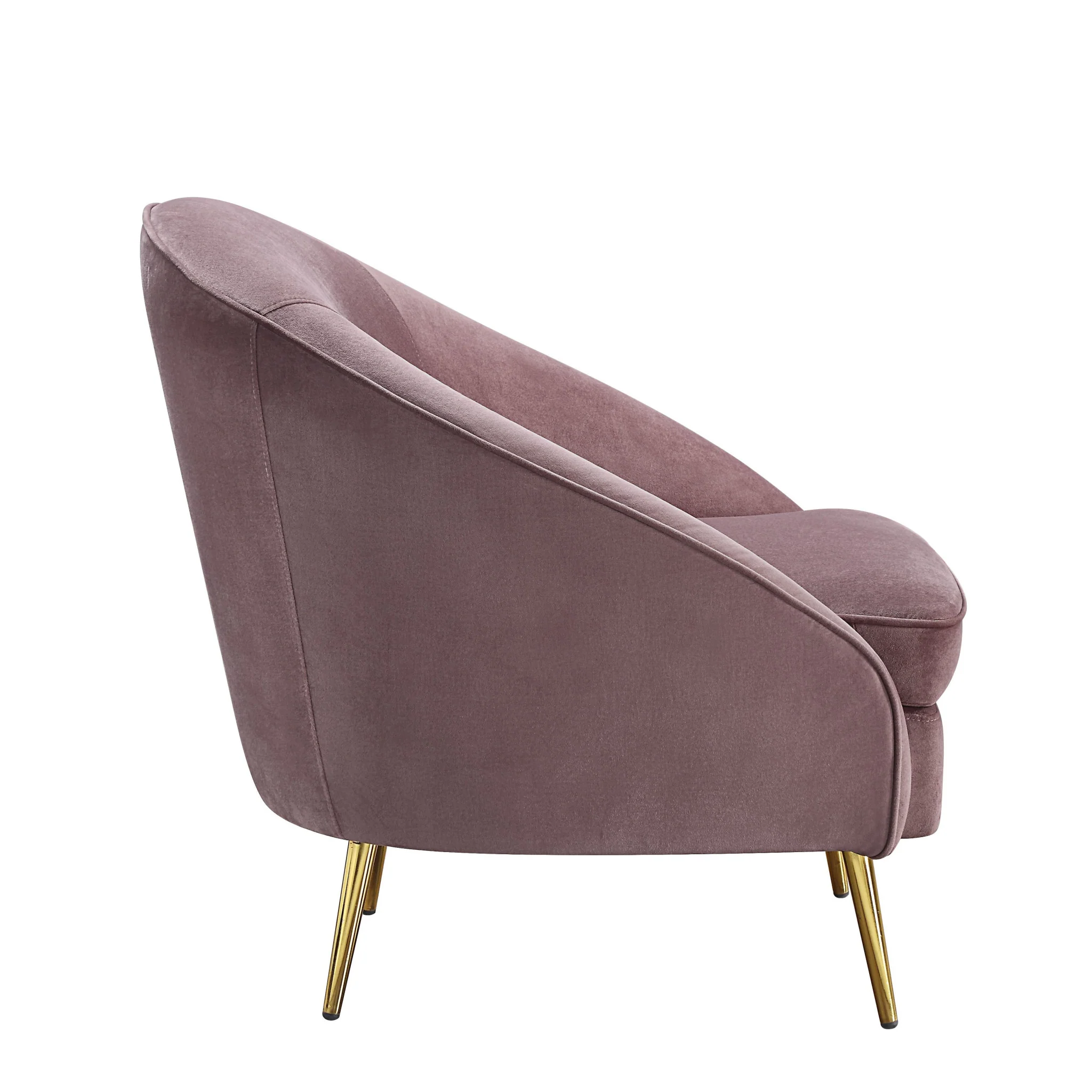 90" Pink Velvet And Gold Sofa By Homeroots - Image 3