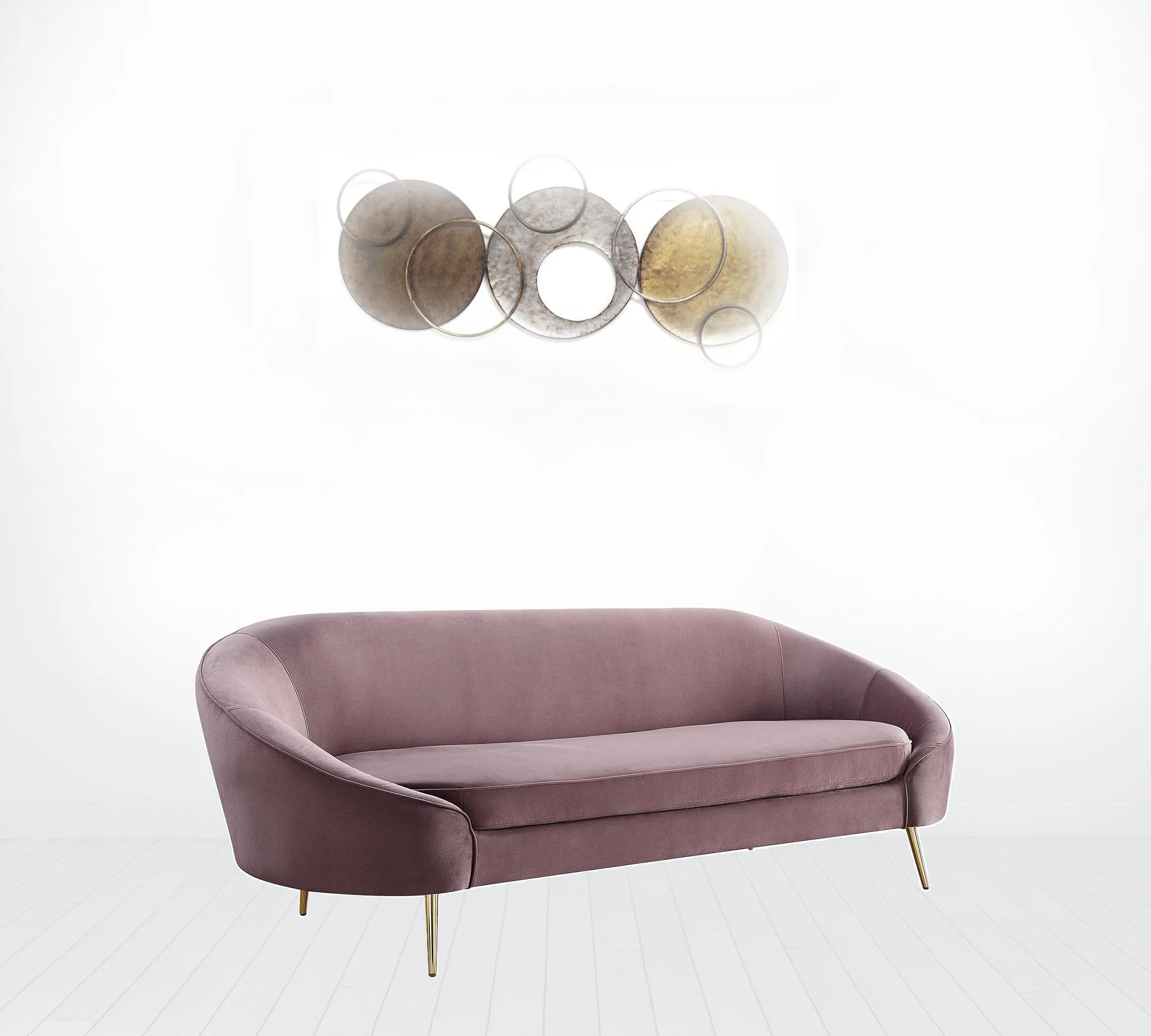 90" Pink Velvet And Gold Sofa By Homeroots - Image 5