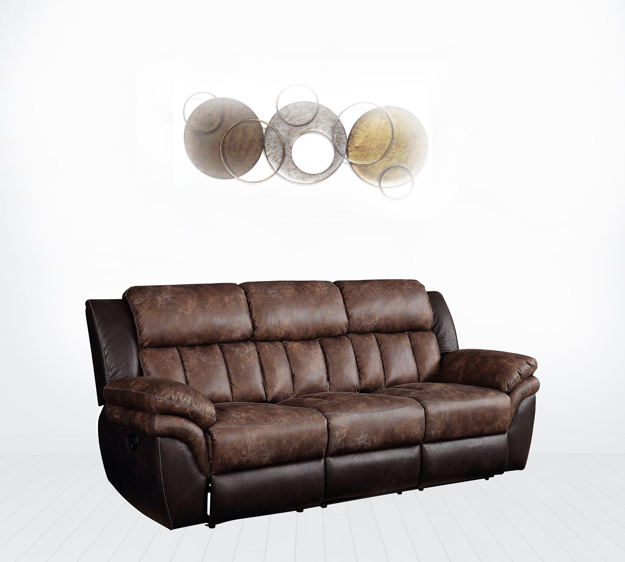 91" Espresso Microfiber And Black Sofa By Homeroots - Image 2