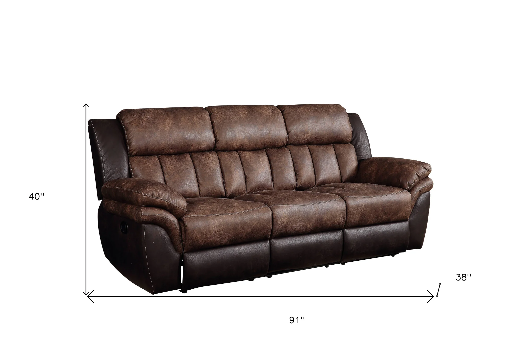 91" Espresso Microfiber And Black Sofa By Homeroots - Image 5