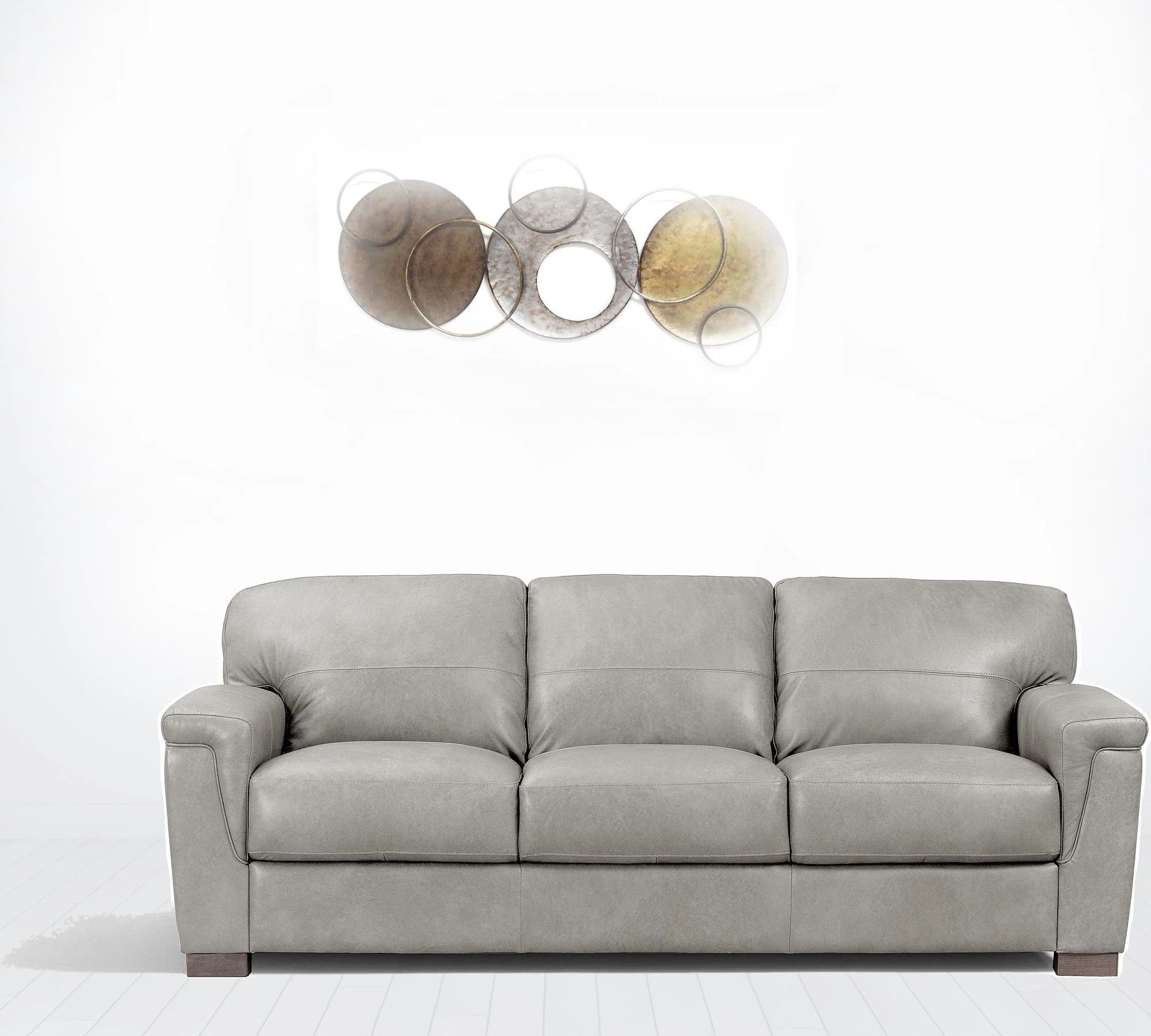 91" Gray Leather And Black Sofa By Homeroots - Image 3