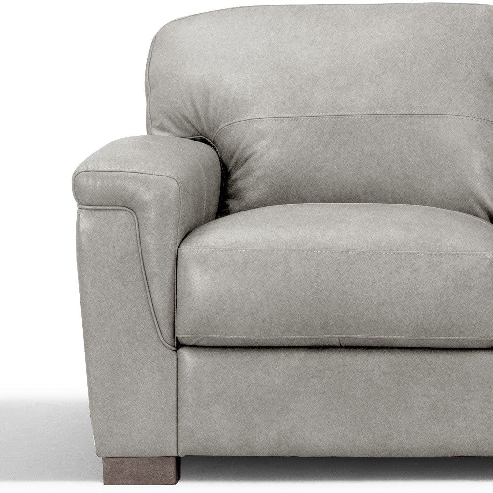91" Gray Leather And Black Sofa By Homeroots - Image 4