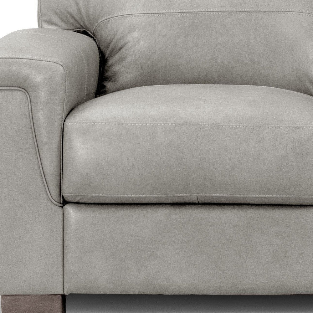 91" Gray Leather And Black Sofa By Homeroots - Image 5