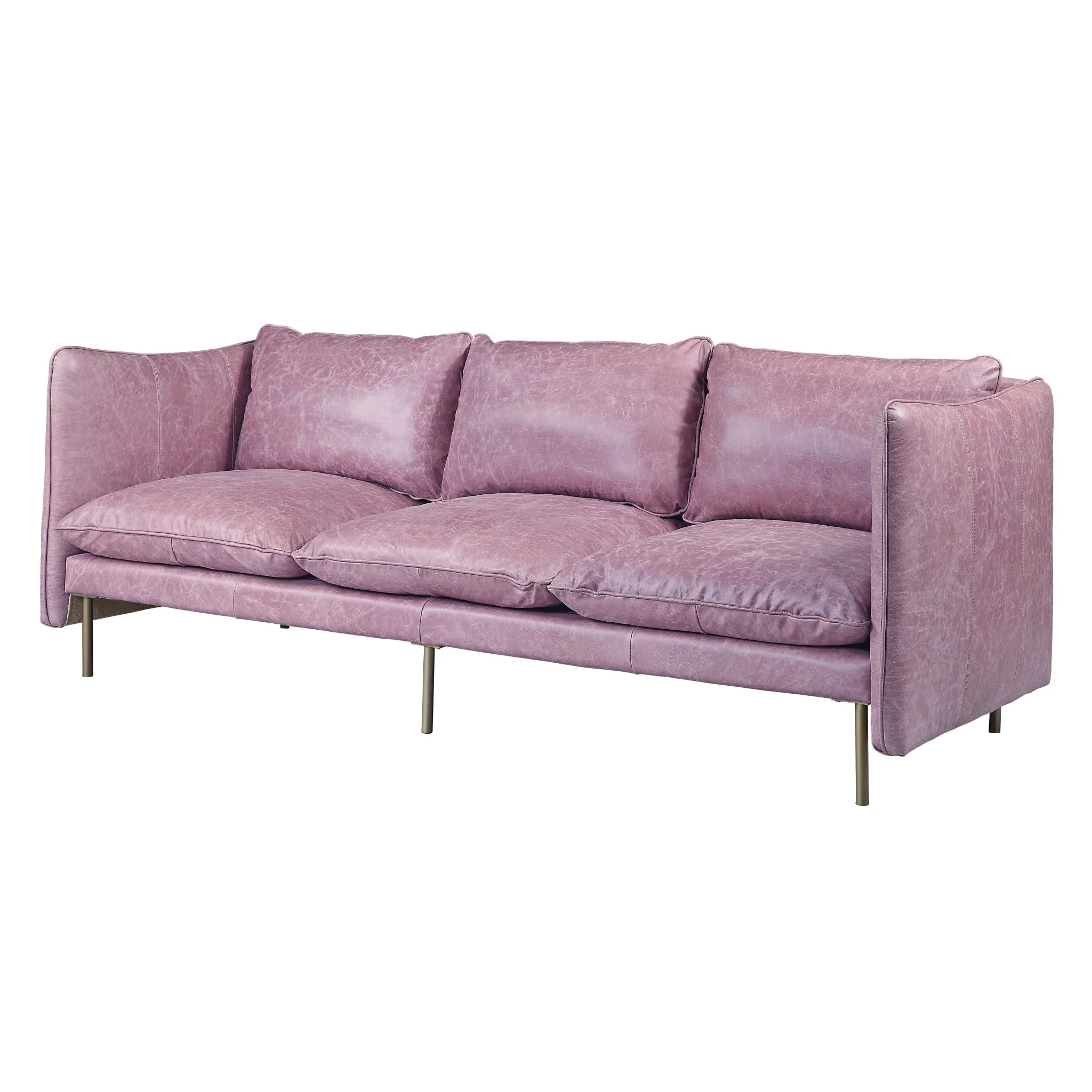 91" Wisteria Top Grain Leather And Black Sofa By Homeroots - Image 2