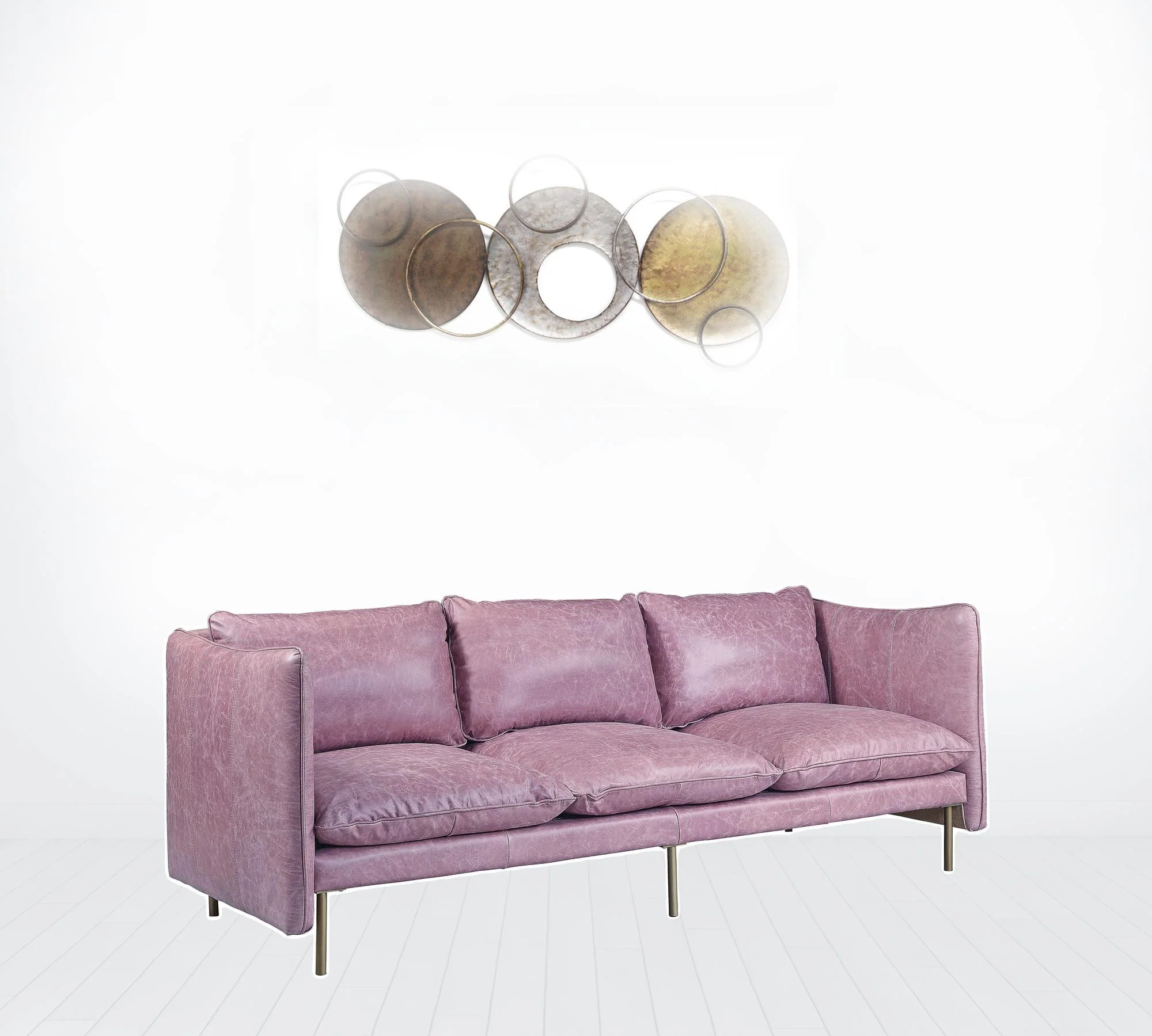 91" Wisteria Top Grain Leather And Black Sofa By Homeroots - Image 3