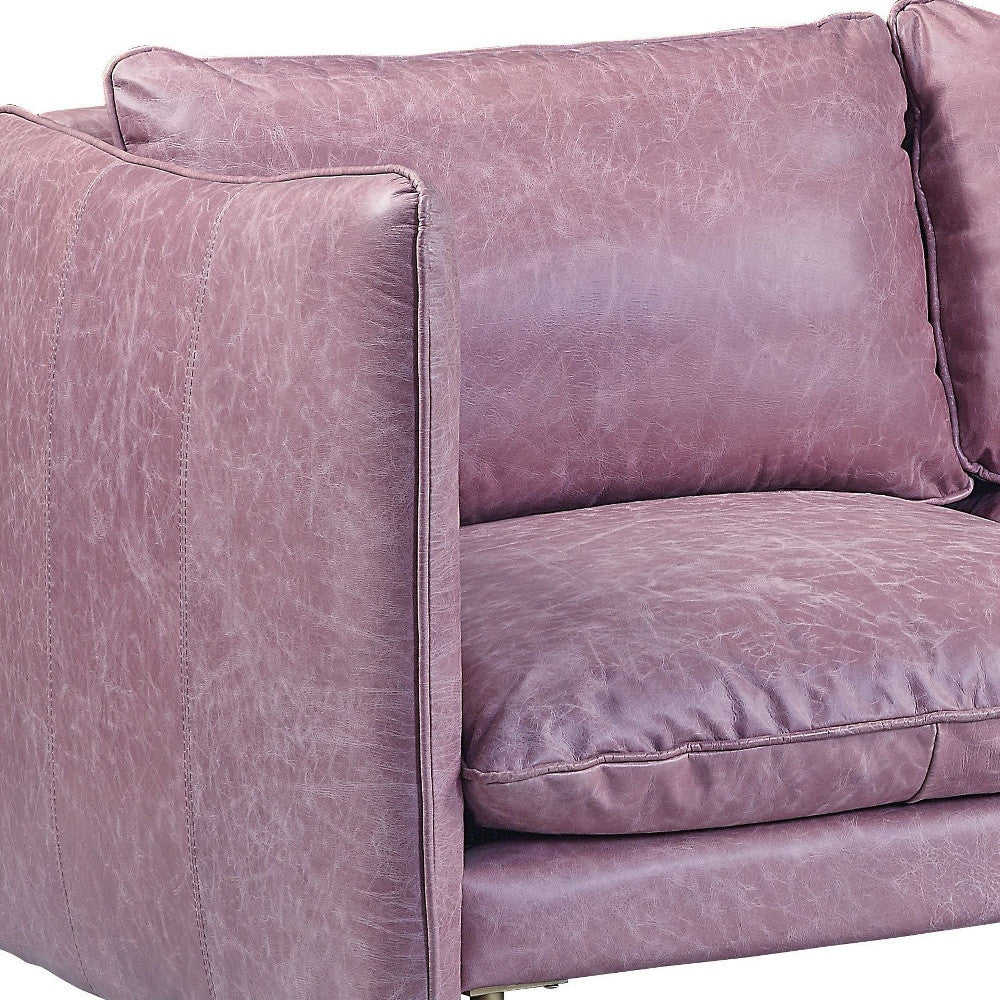 91" Wisteria Top Grain Leather And Black Sofa By Homeroots - Image 4