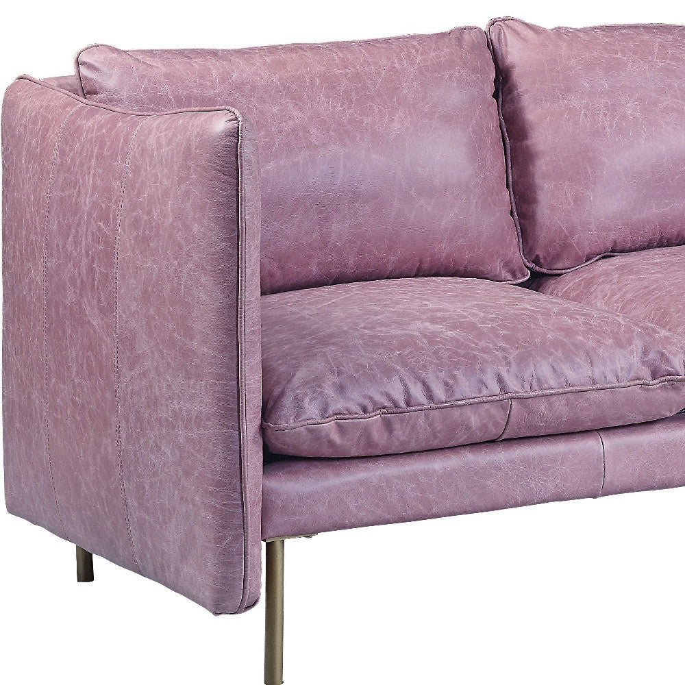 91" Wisteria Top Grain Leather And Black Sofa By Homeroots - Image 5