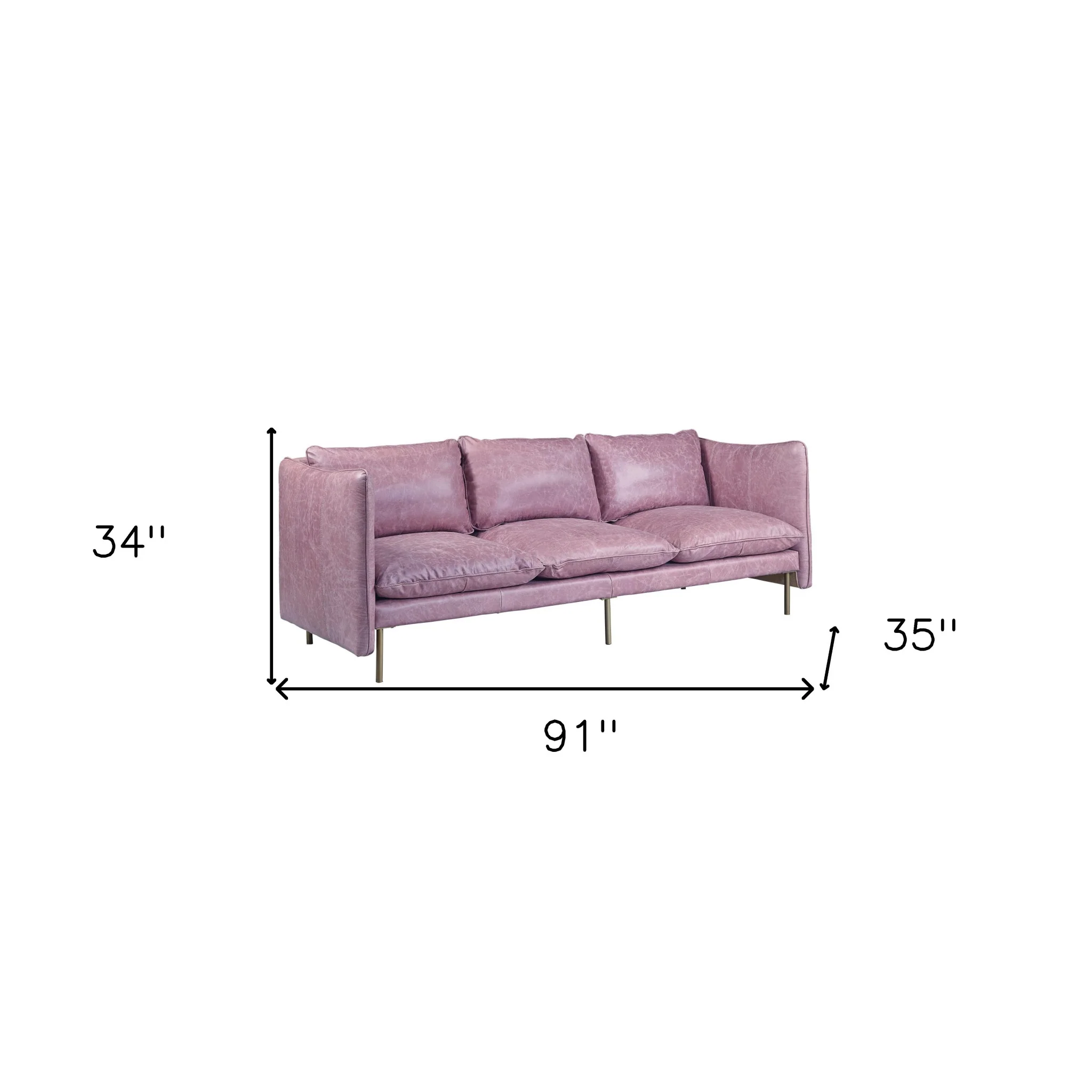91" Wisteria Top Grain Leather And Black Sofa By Homeroots - Image 6